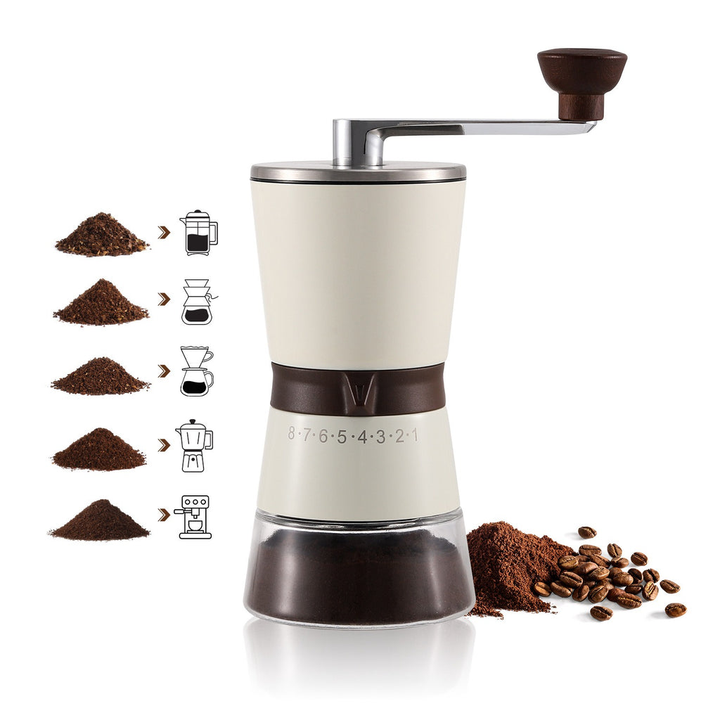 White Hand-Crank Coffee Grinder image 1